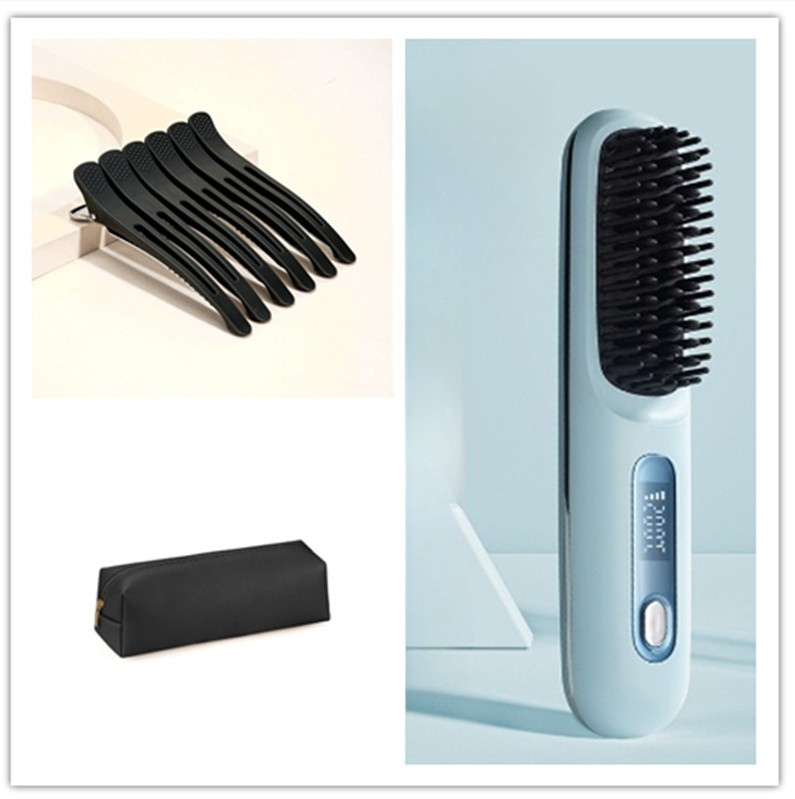 Trådlös Hårborste & Plattång 2-i-1 – Snabb Styling Hemma & På Resa