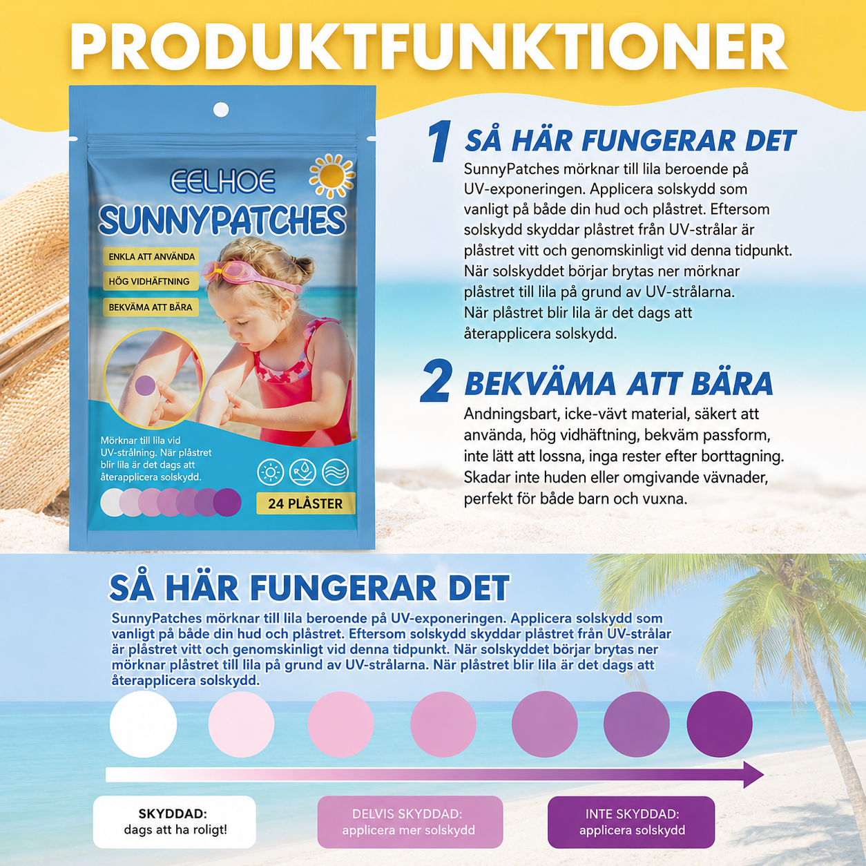 UV-Plåster – Solskyddspåminnelse (Färgskiftande)
